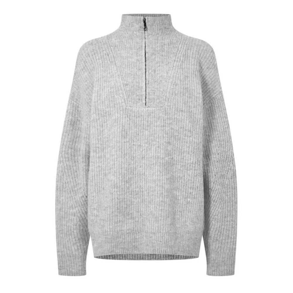 Jack Wills Womens/Ladies Acrylic Half Zip Oversized Sweater / Grey Marl